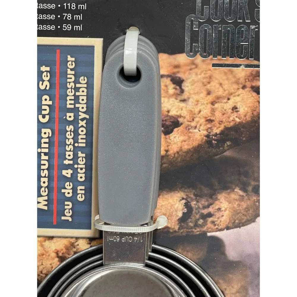 Cooks Corner Measuring Cup Set Stainless Steel Silver‎ Gray 4pc Kitchen Baking